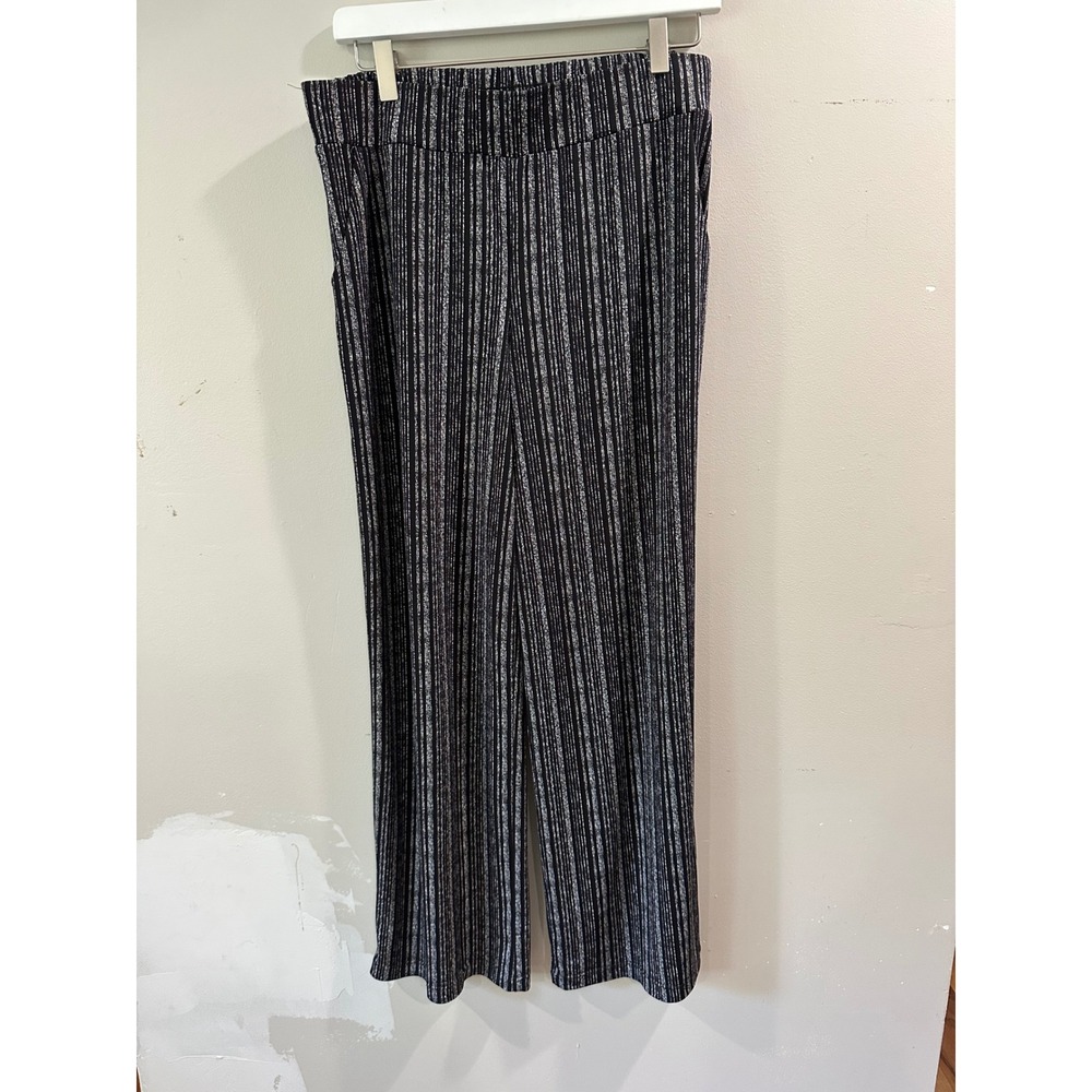 Maurices Womens Black White Striped Wide Leg Pull On Pants Size M Pockets